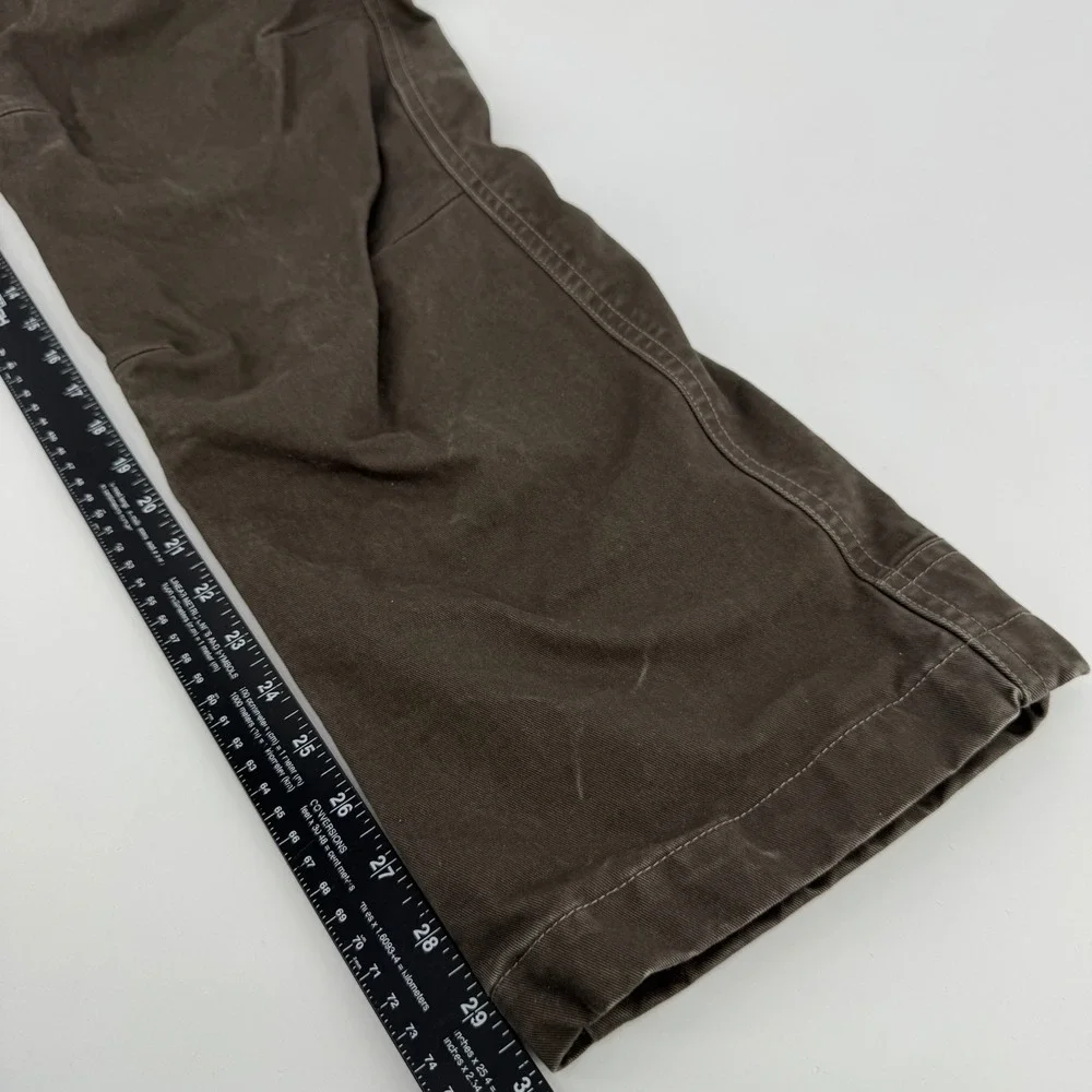 Kuhl Hot Rydr Flannel Lined Pants Green Brown Mens 34x30 Hiking Workwear